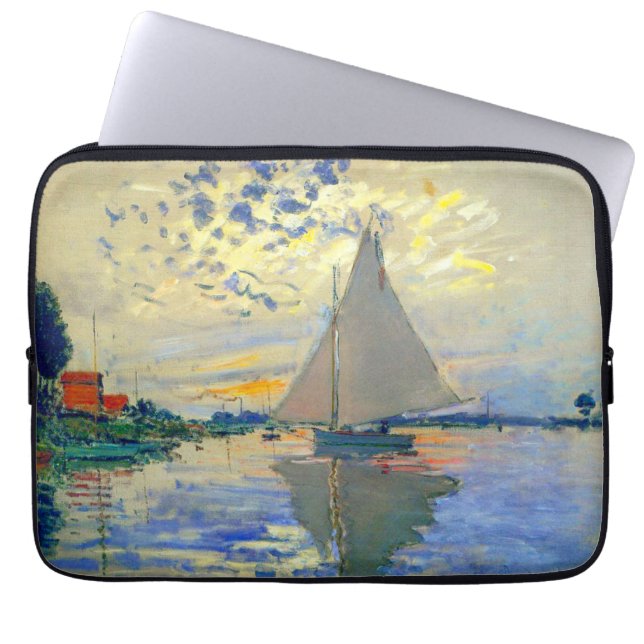 Monet Sailboat at Le Petit-Gennevilliers Laptop Sleeve (Front)