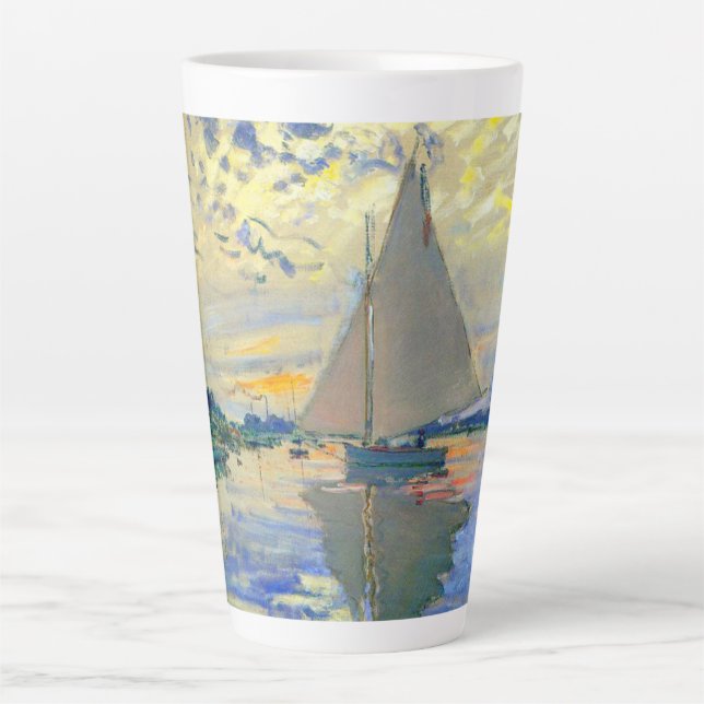 Monet Sailboat at Le Petit-Gennevilliers Latte Mug (Front)