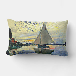 Monet - Sailboat at le Petit Gennevilliers Lumbar Cushion