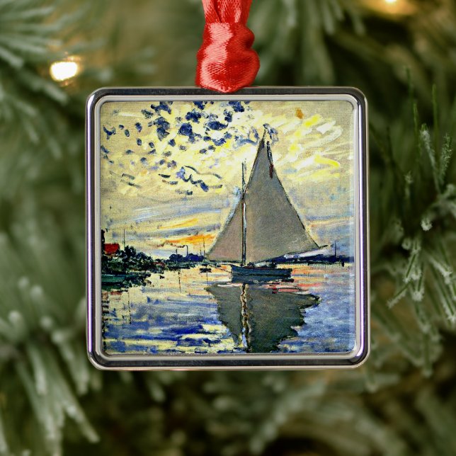 Monet - Sailboat at le Petit Gennevilliers Metal Ornament (Tree)
