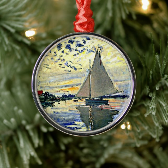 Monet - Sailboat at le Petit Gennevilliers Metal Ornament (Tree)