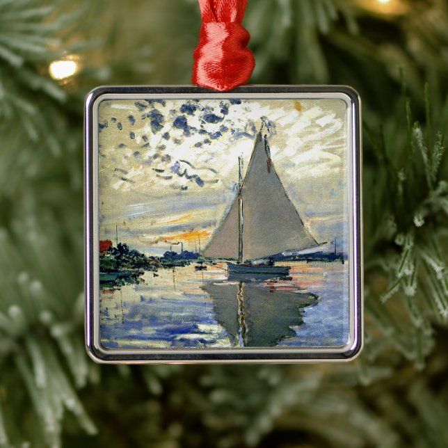 Monet - Sailboat at Le Petit-Gennevilliers Metal Ornament (Tree)