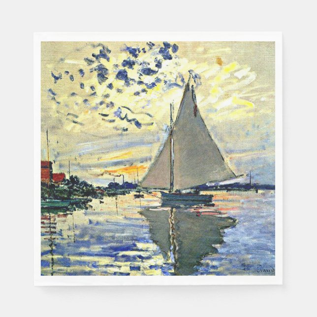 Monet - Sailboat at le Petit Gennevilliers, Napkin (Front)