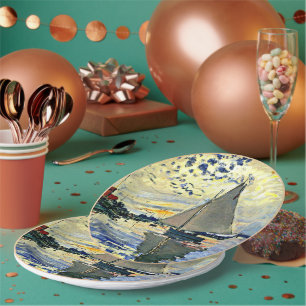 Monet - Sailboat at le Petit Gennevilliers, Paper Plate