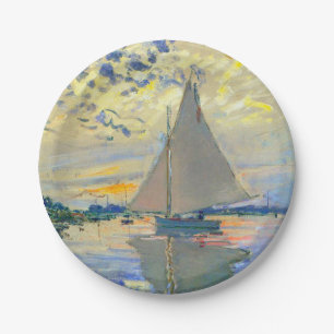 Monet Sailboat at Le Petit-Gennevilliers Paper Plate