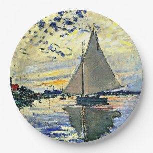 Monet - Sailboat at Le Petit-Gennevilliers Paper Plate