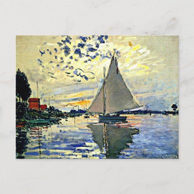 Monet - Sailboat at le Petit Gennevilliers Postcard (Front)