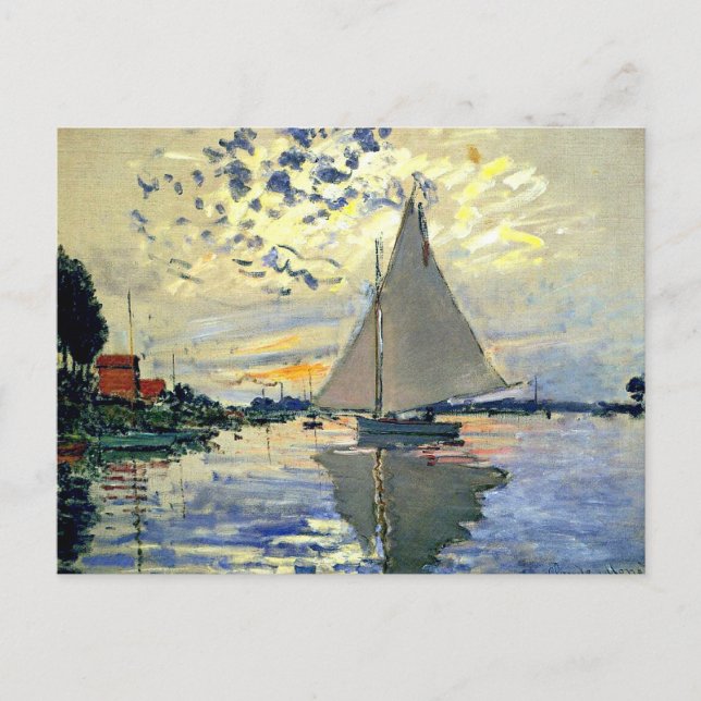 Monet - Sailboat at Le Petit-Gennevilliers Postcard (Front)