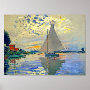 Monet Sailboat at Le Petit-Gennevilliers Poster