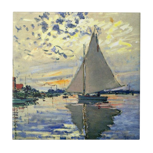 Monet - Sailboat at Le Petit-Gennevilliers Tile (Front)