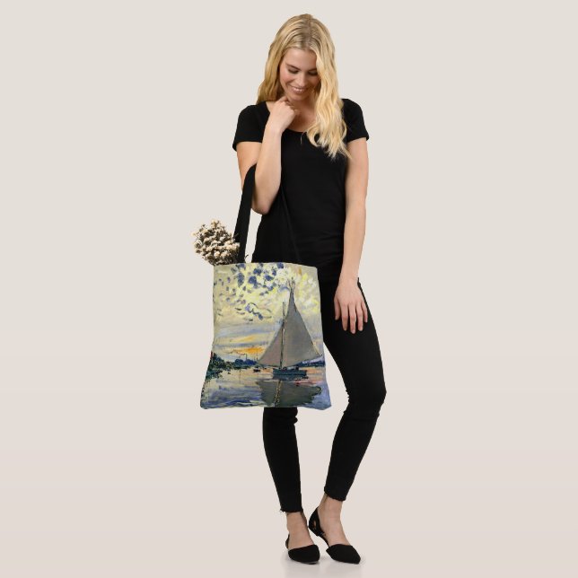 Monet - Sailboat at Le Petit-Gennevilliers, Tote Bag (On Model)