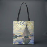 Monet - Sailboat at Le Petit-Gennevilliers, Tote Bag<br><div class="desc">Claude Monet painting,  Sailboat at Le Petit-Gennevilliers,  throw pillow.</div>