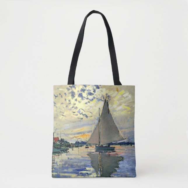 Monet - Sailboat at Le Petit-Gennevilliers, Tote Bag (Front)