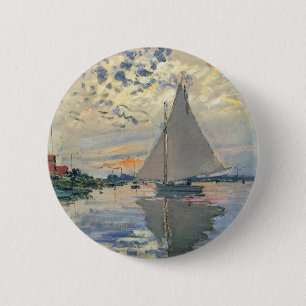 Monet Sailboat French Impressionism Classic Art 6 Cm Round Badge