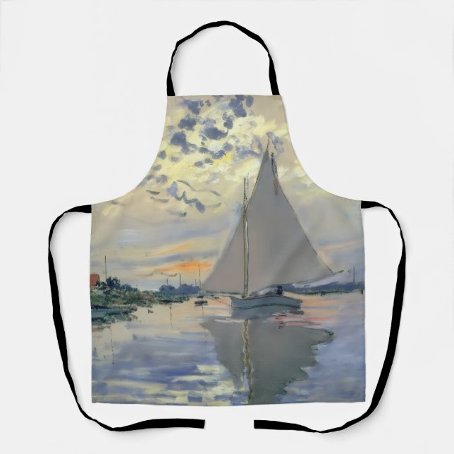Monet Sailboat French Impressionism Classic Art Apron (Front)