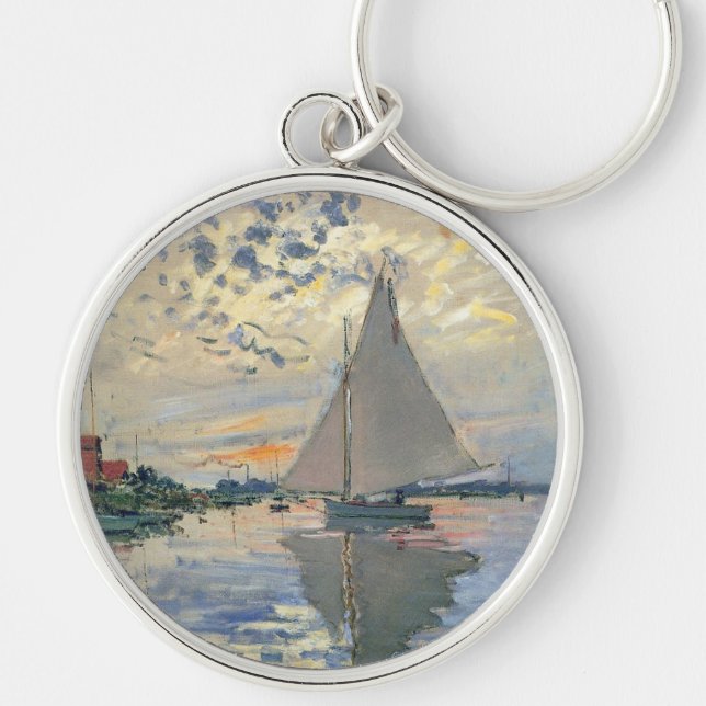 Monet Sailboat French Impressionism Classic Art Key Ring (Front)