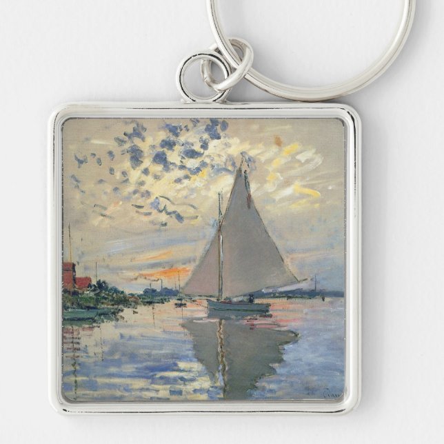 Monet Sailboat French Impressionism Classic Art Key Ring (Front)