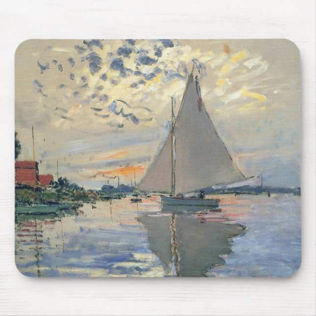 Monet Sailboat French Impressionism Classic Art Mouse Pad (Front)