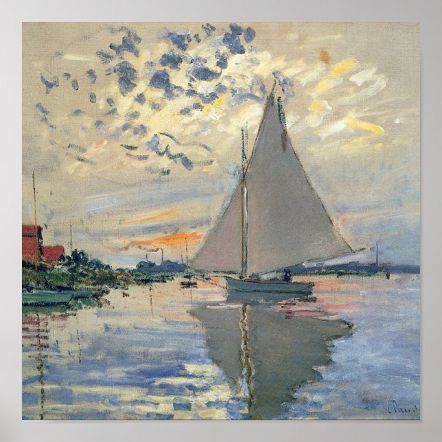 Monet Sailboat French Impressionism Classic Art Poster (Front)