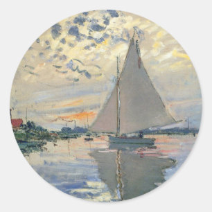 Monet Sailboat French Impressionism Classic Art Round Sticker