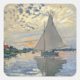 Monet Sailboat French Impressionism Classic Art Square Sticker