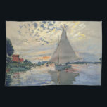 Monet Sailboat French Impressionism Classic Art Tea Towel<br><div class="desc">Monet Sailboat - This beautiful French sailboat is by French impressionist Claude Monet, painted in 1874. Monet was one of the most important French impressionist artists that ever lived. The exact title of the painting is "Sailboat at Petit-Gennevilliers, " an oil on canvas. The painting shows a single sailboat with...</div>