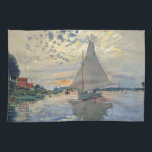 Monet Sailboat French Impressionism Classic Art Tea Towel<br><div class="desc">Monet Sailboat - This beautiful French sailboat is by French impressionist Claude Monet, painted in 1874. Monet was one of the most important French impressionist artists that ever lived. The exact title of the painting is "Sailboat at Petit-Gennevilliers, " an oil on canvas. The painting shows a single sailboat with...</div>