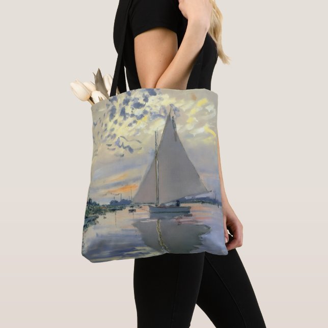 Monet Sailboat French Impressionism Classic Art Tote Bag (Close Up)