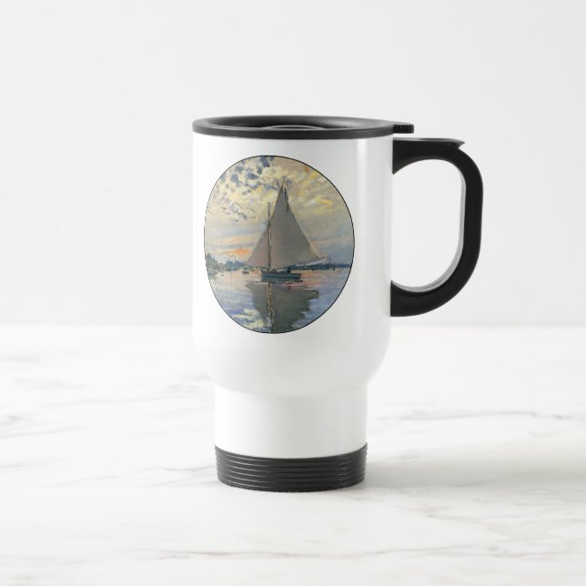 Monet Sailboat French Impressionism Classic Art Travel Mug (Right)