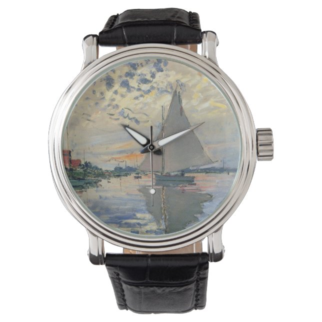 Monet Sailboat French Impressionism Classic Art Watch (Front)