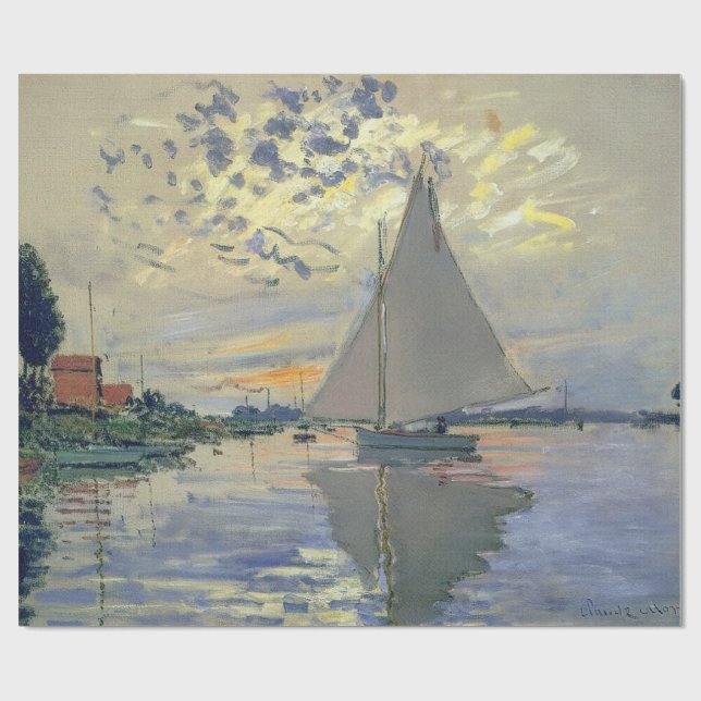 Monet Sailboat French Impressionism Classic Art Wrapping Paper (Flat)