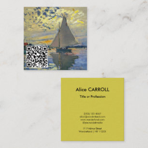 Monet - Sailboat, Le Petit-Gennevilliers - QR Code Square Business Card