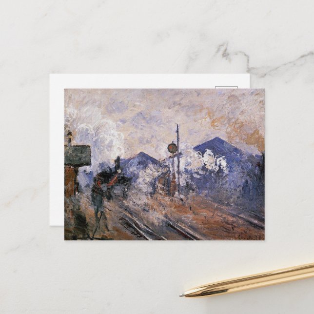 Monet - Saint-Lazare Station, Track Coming Out, Postcard (Front/Back In Situ)