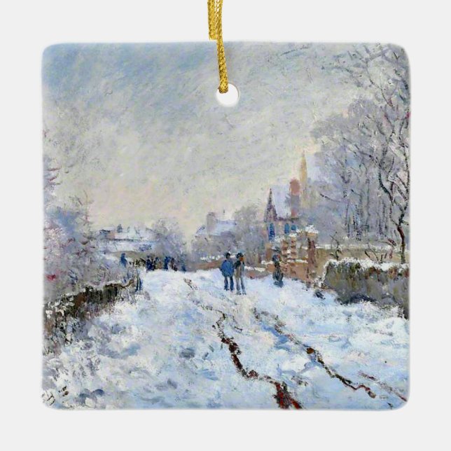 Monet - Snow Scene at Argenteuil Ceramic Ornament (Front)