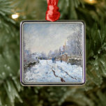 Monet - Snow Scene at Argenteuil Metal Ornament<br><div class="desc">Snow Scene at Argenteuil,  fine art landscape painting by Claude Monet.</div>