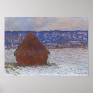 Monet - Stack Of Wheat (Snow Effect Overcast Day) Poster