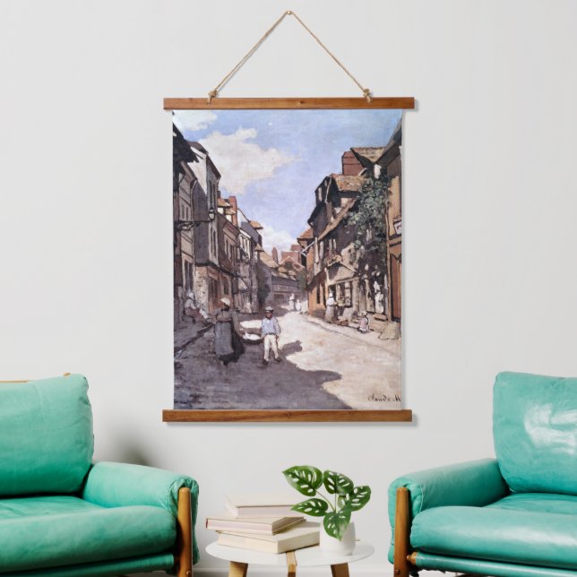 Monet - Street of the Bavolie Honfleur Hanging Tapestry (Living Room)
