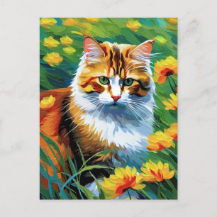 Monet Style Cat Postcard