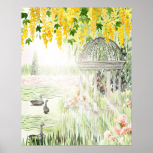 Monet Style Gazebo Floral Art Print