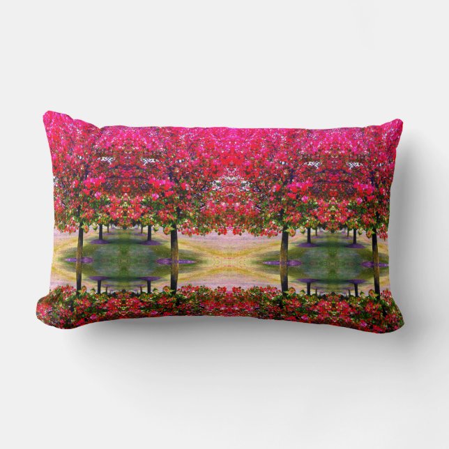 Monet style pink Autumn landscape, pink leaves    Lumbar Cushion (Front)