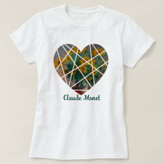 Monet Sunflowers Heart Personalised Quote Design T-Shirt
