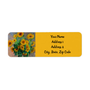 Monet Sunflowers Return Address Label