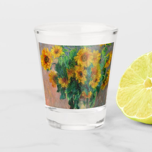 Monet Sunflowers Shot Glass (Front)