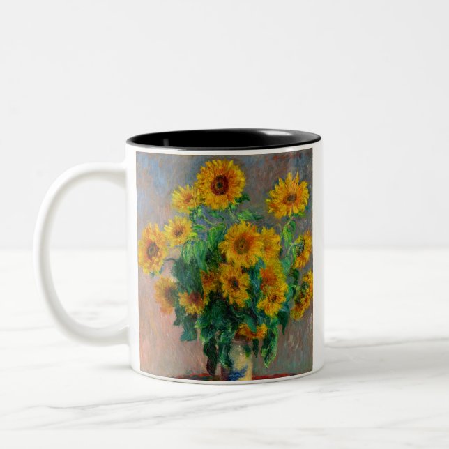 Monet Sunflowers Two-Tone Coffee Mug (Left)
