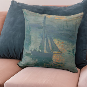 Monet Sunrise Marine Impressionism Painting Cushion