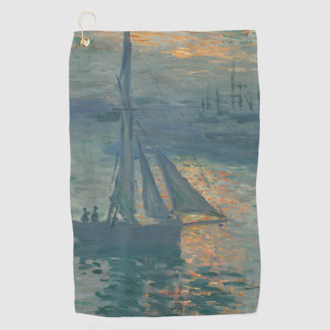 Monet Sunrise Marine Impressionism Painting Golf Towel (Front)