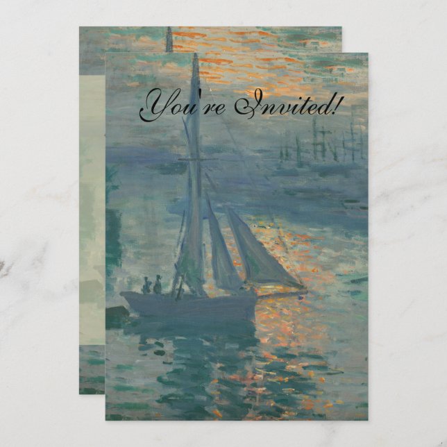 Monet Sunrise Marine Impressionism Painting Invitation (Front/Back)