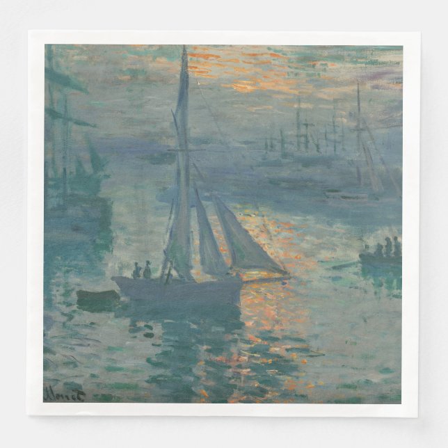 Monet Sunrise Marine Impressionism Painting Napkin (Front)