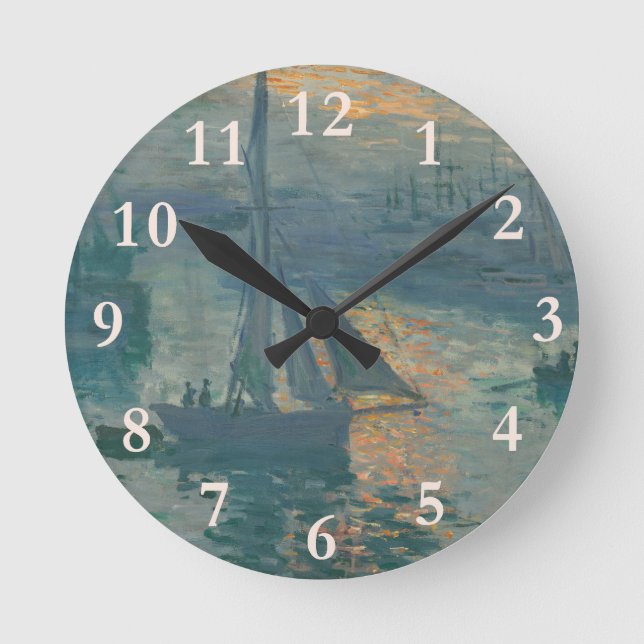 Monet Sunrise Marine Impressionism Painting Round Clock (Front)