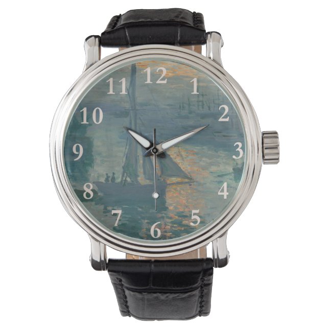 Monet Sunrise Marine Impressionism Painting Watch (Front)